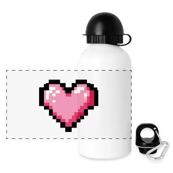 Retro 8-bit pixel heart - Panoramic Thermal Bottle with Lid 500 ml - white - Front