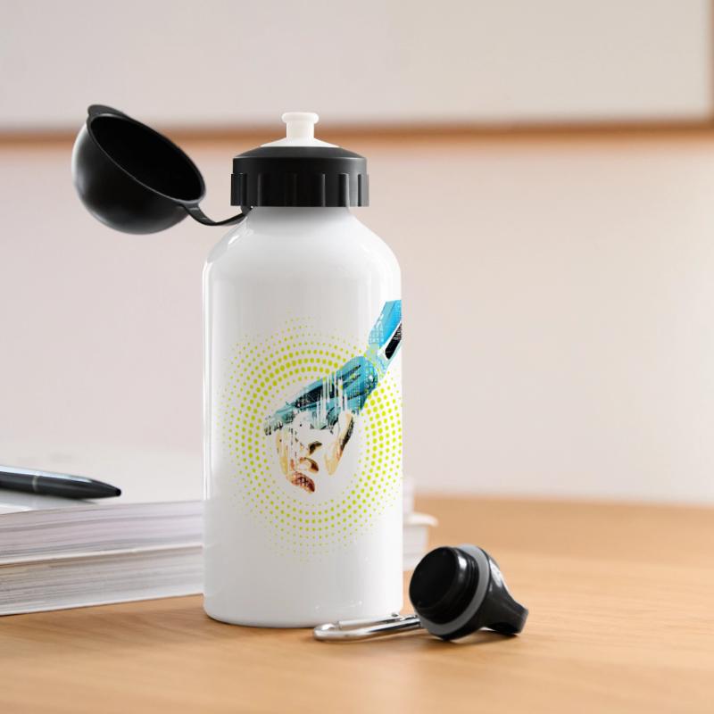 ordinateur main robot IA code cyborg numérique pc Gourde panoramique avec couvercle 500 ml
