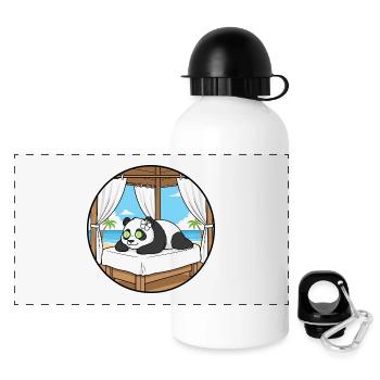 Strand-Spa Panda-Bär-Entspannungskunst - Panorama Trinkflasche mit Deckel 500 ml - Weiß - Vorne