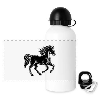Galoppierendes Pferd - Panorama Trinkflasche mit Deckel 500 ml - Weiß - Vorne