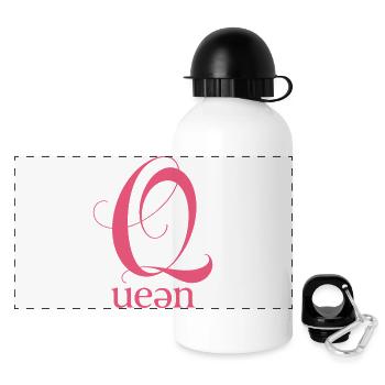Q Königin Schriftzug Pink - Panorama Trinkflasche mit Deckel 500 ml - Weiß - Vorne