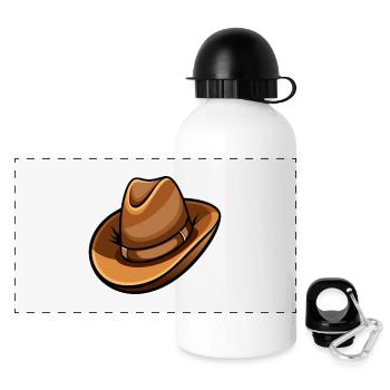 Chapeau de cow-boy - Gourde panoramique avec couvercle 500 ml - blanc - Devant