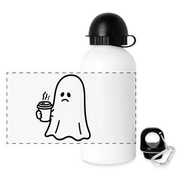 Café Fantôme Halloween Halloween : Des bonbons ou un sort - Gourde panoramique avec couvercle 500 ml - blanc - Devant