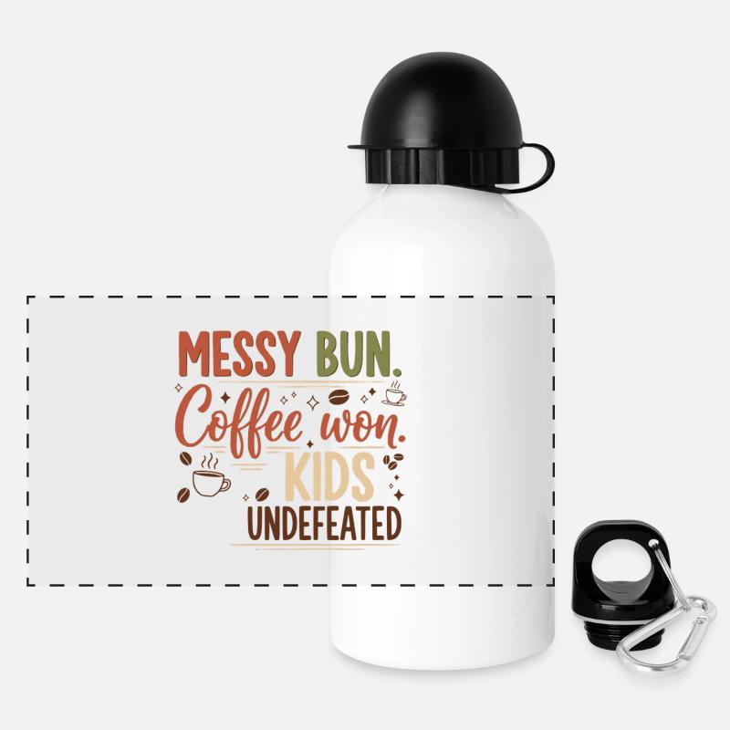 Messy Bun, Coffee Won - Panoramic Thermal Bottle with Lid 500 ml - white
