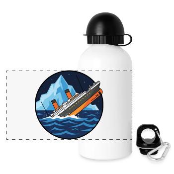 Titanic Schiff Eisberg Illustration - Panoramic Thermal Bottle with Lid 500 ml - white - Front