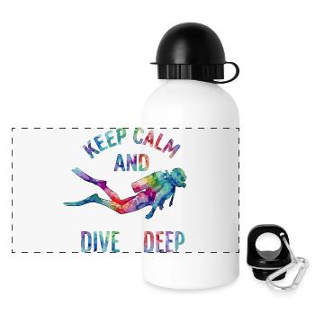 Bunter Tauchgang Spruch - Panorama Trinkflasche mit Deckel 500 ml - Weiß - Vorne