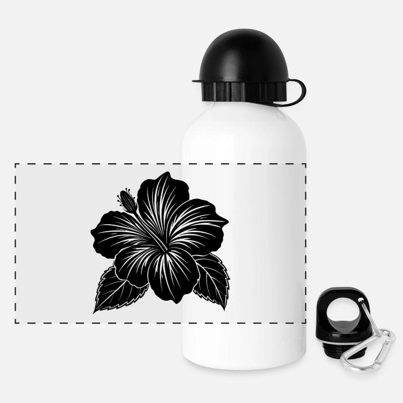 Hibiskusblüte - Panorama Trinkflasche mit Deckel 500 ml - Weiß