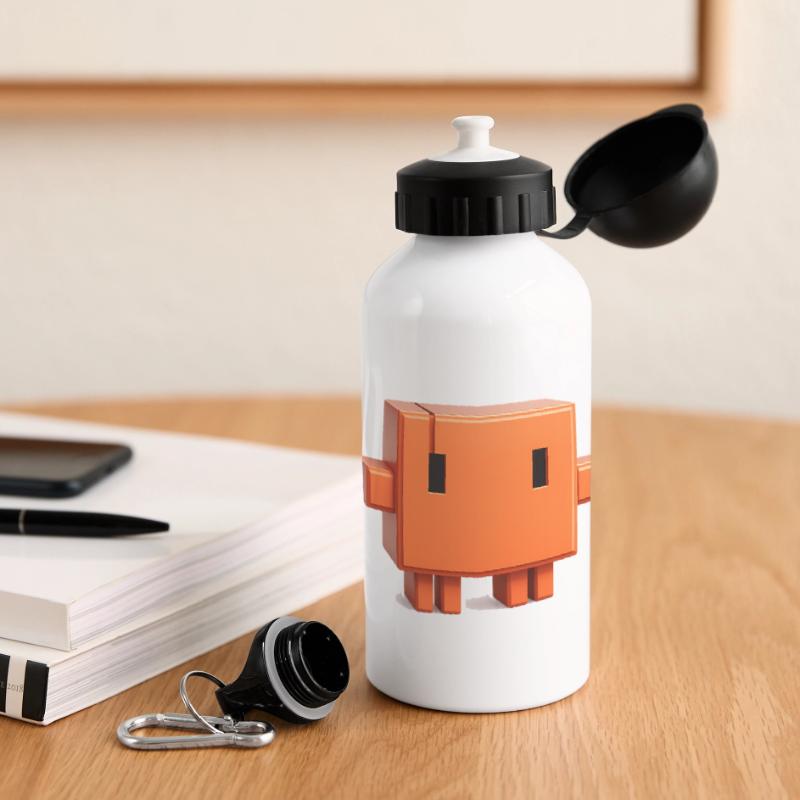 Claude Code Pixel 3D Maskottchen süßer Dev-Aufkleber Panorama Trinkflasche mit Deckel 500 ml