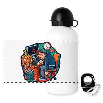 Travail fatigué au bureau Humour de stress - Gourde panoramique avec couvercle 500 ml - blanc - Devant