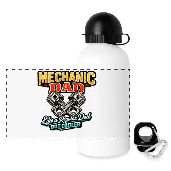 Mechanic Dad – Cooler Dad Spruch - Panorama Trinkflasche mit Deckel 500 ml - Weiß - Vorne