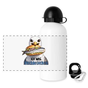 Fischbrötchen Möwe Humor - Panorama Trinkflasche mit Deckel 500 ml - Weiß - Vorne