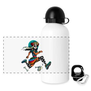 Dia Muertos Runner - Panorama Trinkflasche mit Deckel 500 ml - Weiß - Vorne