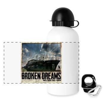 Broken Dreams Boat Art Belgium - Panoramic Thermal Bottle with Lid 500 ml - white - Front