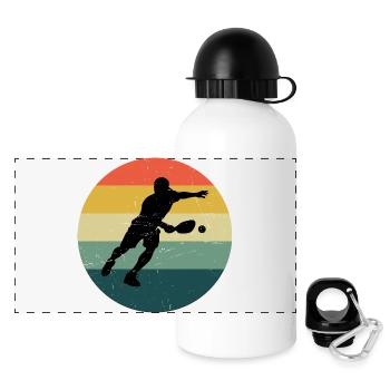 Pickleball player motif around pickleball athlete - Panoramic Thermal Bottle with Lid 500 ml - white - Front