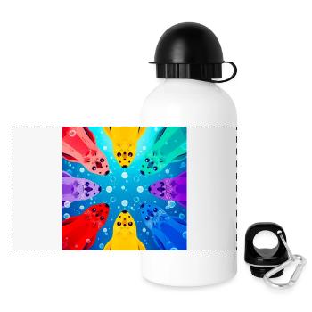 Bunte Kreis-Koi - Panorama Trinkflasche mit Deckel 500 ml - Weiß - Vorne