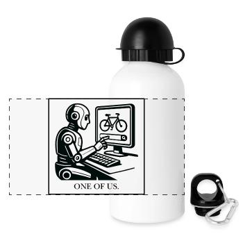 Robotik-Design Fahrrad am Monitor - Panorama Trinkflasche mit Deckel 500 ml - Weiß - Vorne