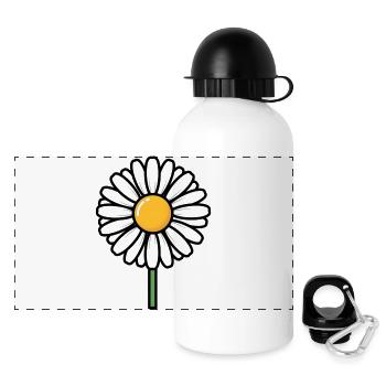 Gänseblümchen - Panorama Trinkflasche mit Deckel 500 ml - Weiß - Vorne