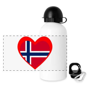 Norge Hjerte – Kjærlighet til Norge - Gourde panoramique avec couvercle 500 ml - blanc - Devant