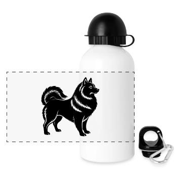 Japanischer Spitz - Panorama Trinkflasche mit Deckel 500 ml - Weiß - Vorne