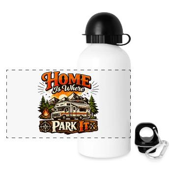 Zuhause ist, wo Parken - Panorama Trinkflasche mit Deckel 500 ml - Weiß - Vorne