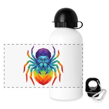 Lebendige geometrische springende Spinnen-Pop-Kunst - Panorama Trinkflasche mit Deckel 500 ml - Weiß - Vorne