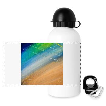 Farbfluss und Goldlinien - Panorama Trinkflasche mit Deckel 500 ml - Weiß - Vorne