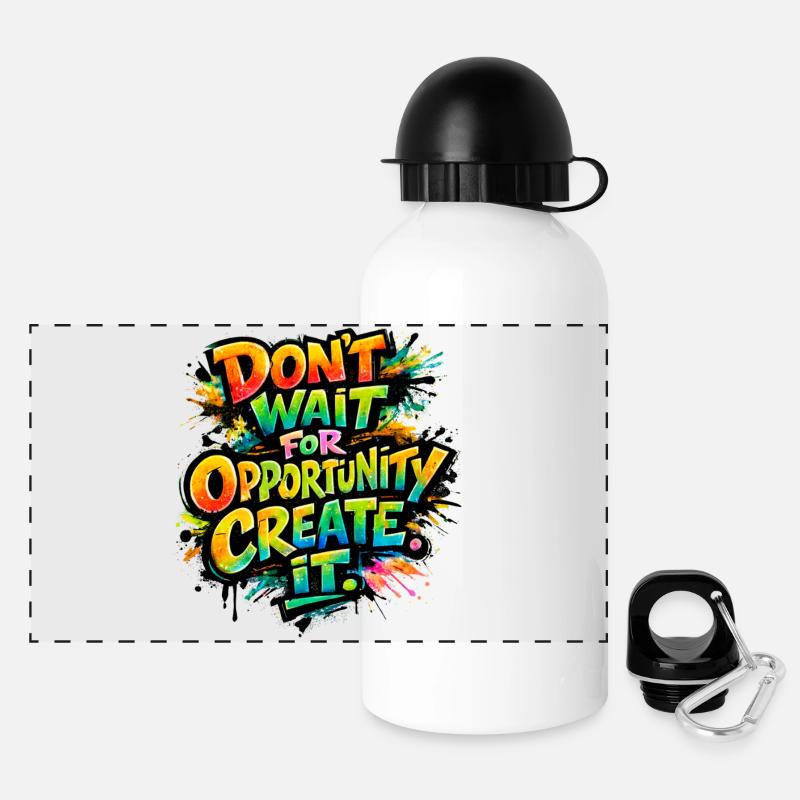 Don-t_wait_ - Panorama Trinkflasche mit Deckel 500 ml - Weiß