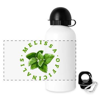 Lemon Balm Leaf Circular Emblem - Panoramic Thermal Bottle with Lid 500 ml - white - Front