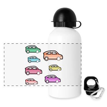 Automobiles - Gourde panoramique avec couvercle 500 ml - blanc - Devant
