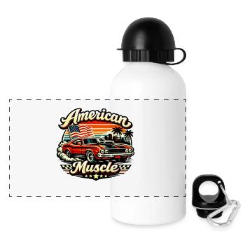 American_Muscle_4 - Panorama Trinkflasche mit Deckel 500 ml - Weiß - Vorne