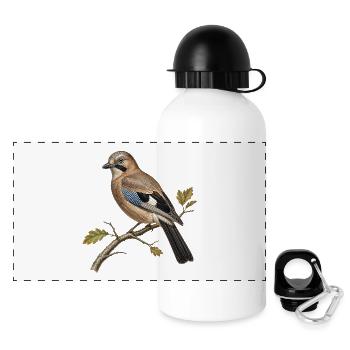 Vintage-Eichenhäher, ornithologische Illustration - Panorama Trinkflasche mit Deckel 500 ml - Weiß - Vorne