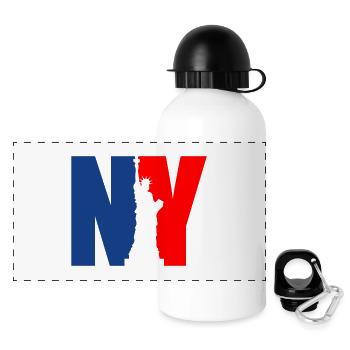 NY Freiheitsstatue, New York - Panorama Trinkflasche mit Deckel 500 ml - Weiß - Vorne