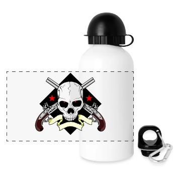 Skull mit Waffen - Panorama Trinkflasche mit Deckel 500 ml - Weiß - Vorne