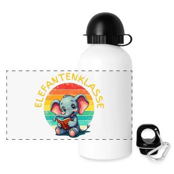 Elefantenklasse: Schulkind T-Shirt zur Einschulung - Panorama Trinkflasche mit Deckel 500 ml - Weiß - Vorne