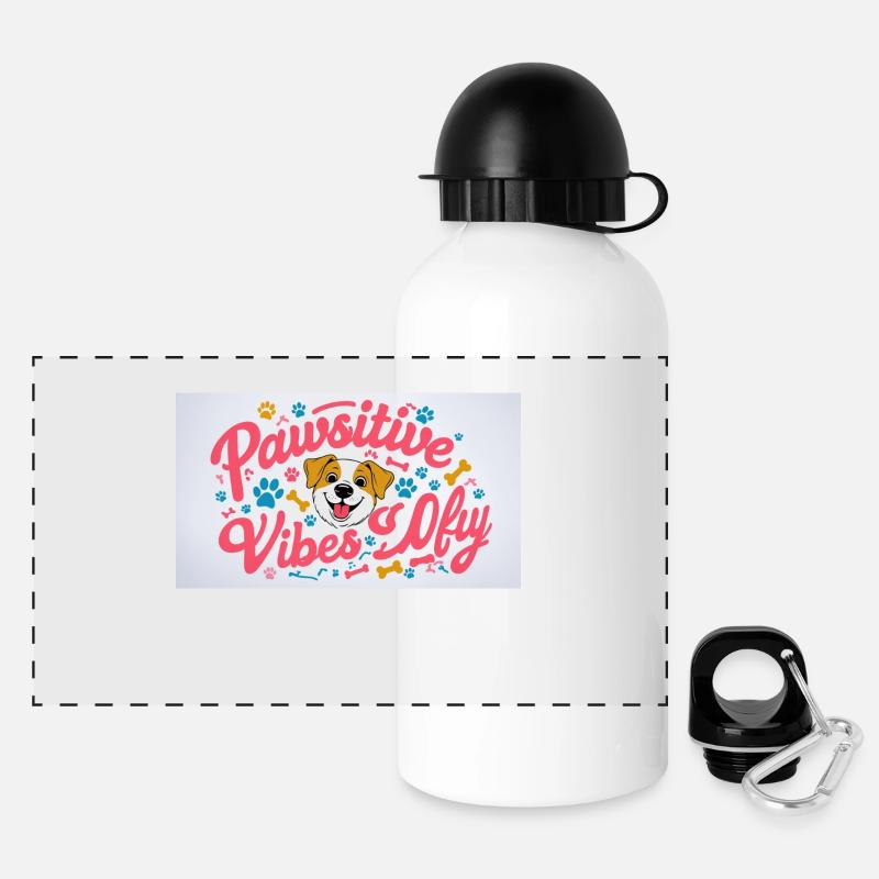 Dog Design - Panoramic Thermal Bottle with Lid 500 ml - white