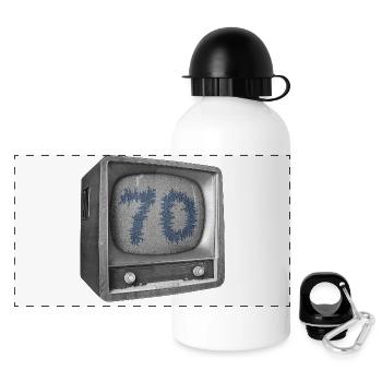 Geburtstag - 70 Jahre - TV - Panorama Trinkflasche mit Deckel 500 ml - Weiß - Vorne