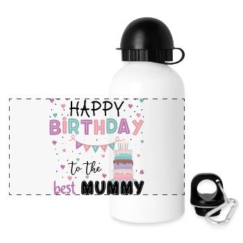 Pastel Birthday Cake & Bunting Design - Panoramic Thermal Bottle with Lid 500 ml - white - Front