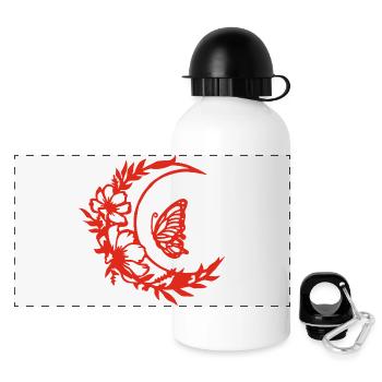Moon flowers (red) - Panoramic Thermal Bottle with Lid 500 ml - white - Front