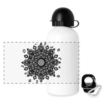 Gotisches Rosetten Kirchenfenster Ornament - Panorama Trinkflasche mit Deckel 500 ml - Weiß - Vorne