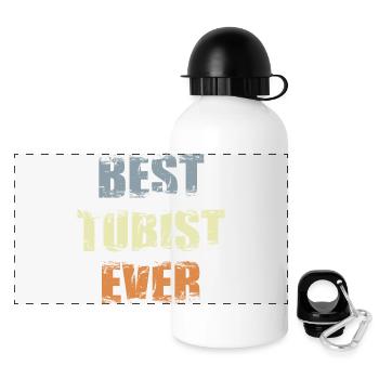 Bester Tubaspieler - Panorama Trinkflasche mit Deckel 500 ml - Weiß - Vorne