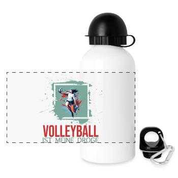 Volleyball ist meine Droge - Panorama Trinkflasche mit Deckel 500 ml - Weiß - Vorne