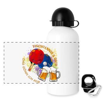 Tischtennis & Bier dass gönn ich mir - Panorama Trinkflasche mit Deckel 500 ml - Weiß - Vorne