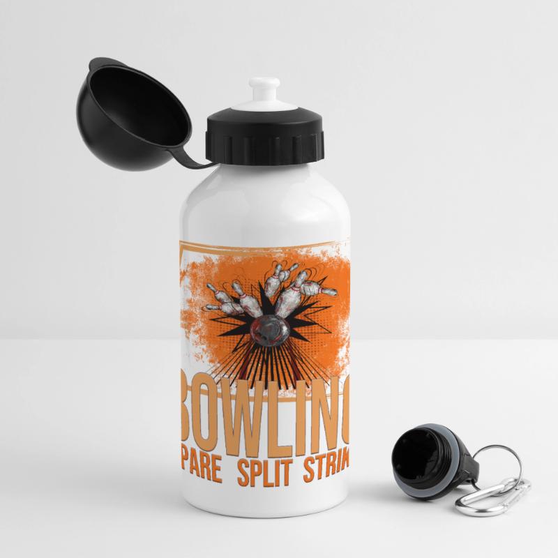 Bowling - Spare - Split - Strike Panorama Trinkflasche mit Deckel 500 ml