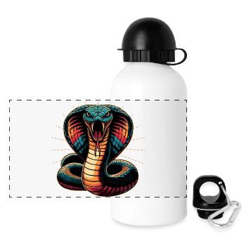 motif serpent Cobra dynamique et coloré - Gourde panoramique avec couvercle 500 ml - blanc - Devant