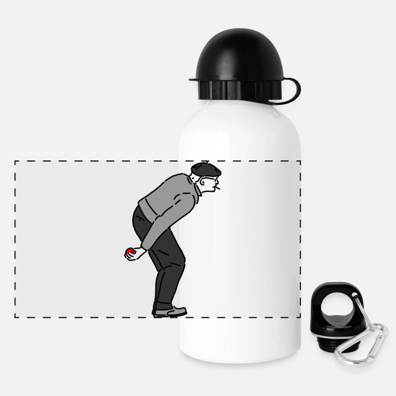 Petanque Spieler Rechtshänder - Panorama Trinkflasche mit Deckel 500 ml - Weiß