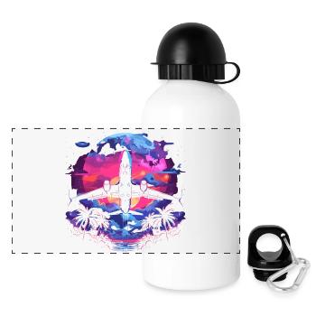 Retro Airplane Retrowave - Panoramic Thermal Bottle with Lid 500 ml - white - Front