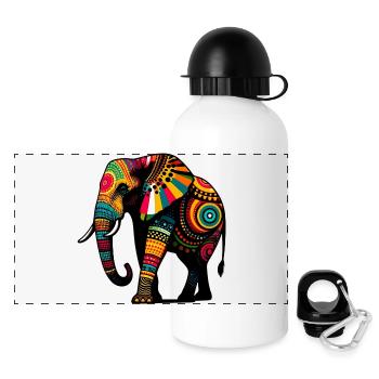 Elefant - Panorama Trinkflasche mit Deckel 500 ml - Weiß - Vorne