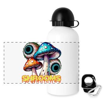 Psychedelische Pilze Auge Illusion Kunst - Panorama Trinkflasche mit Deckel 500 ml - Weiß - Vorne