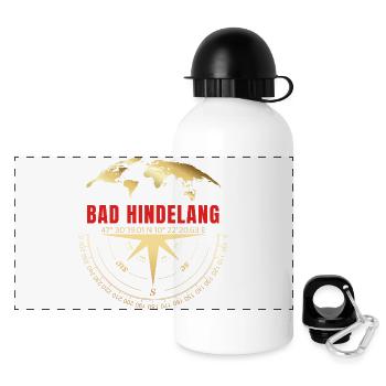 Koordinaten Bad Hindelang - Panorama Trinkflasche mit Deckel 500 ml - Weiß - Vorne