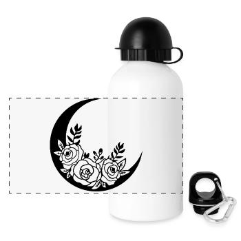 Schwarzer blühender Mond - Panorama Trinkflasche mit Deckel 500 ml - Weiß - Vorne